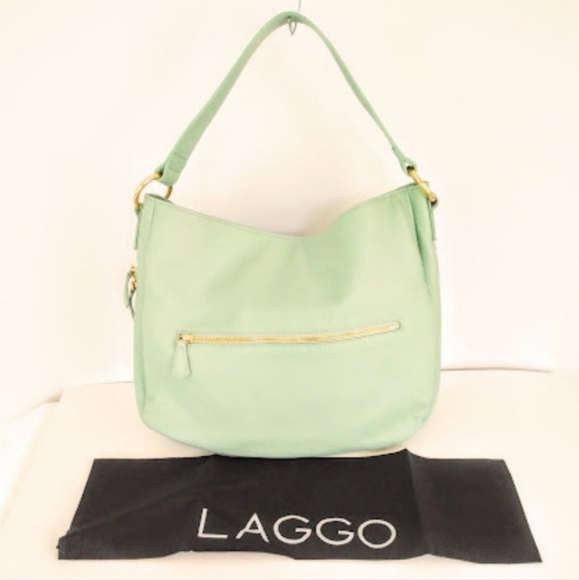Laggo Taylor Mint Green/Blue Leather Hobo - Picture 5 of 9